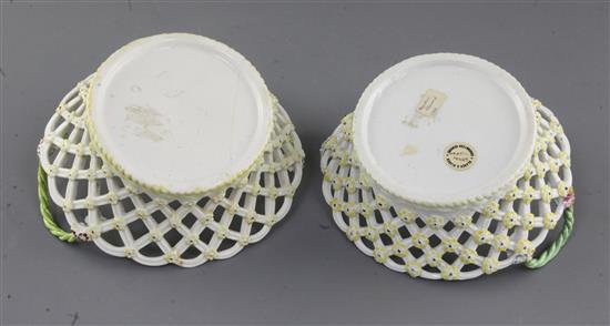 Two Derby circular baskets, c.1757-9, w. 17cm and 18cm, faults